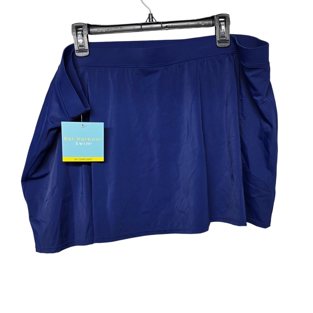Bal Harbour Swim Navy Blue Tummy Control Swim Skirt Plus Size 3X 24W-26W NEW
